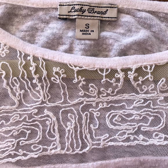 Lucky Brand Peasant crop white blouse embroidered - Picture 2 of 8